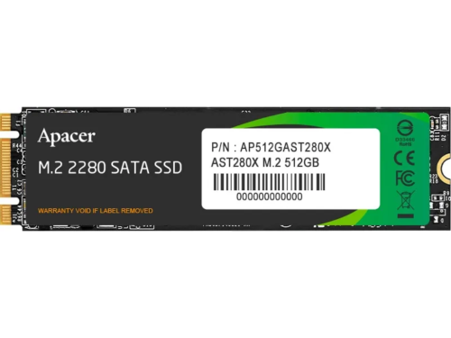 M.2 SATA SSD  512GB Apacer AST280X 'AP512GAST280X' 80mm, R/W:520/500MB/s, 44K/73K IOPs, 280TB TBW