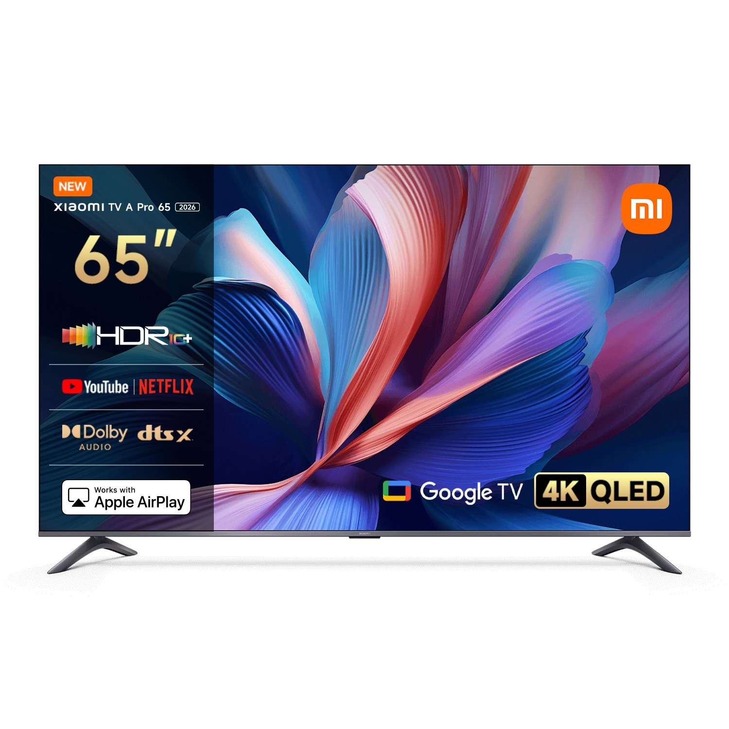 65' LED SMART TV Xiaomi TV A Pro 2026, QLED 4K UHD, Android TV, Black