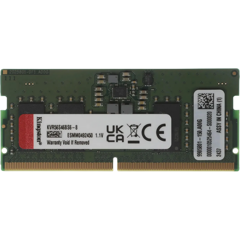 8GB DDR5-5600MHz SODIMM Kingston  ValueRAM (KVR56S46BS6-8), CL46, 1.1V, Intel XMP 3.0, Black
