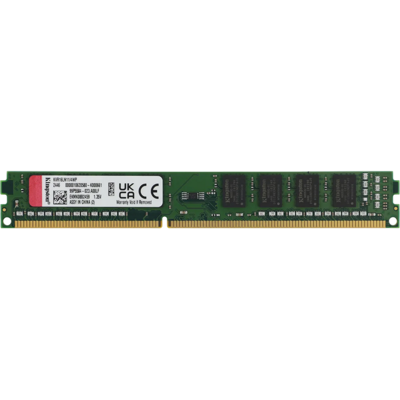 .4GB DDR3- 1600MHz   Kingston ValueRAM (KVR16LN11/4WP), CL11, 1Rx8, 1.35V