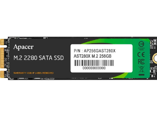 M.2 SATA SSD 128GB Apacer AST280X 'AP256GAST280X' 80mm, R/W:520/500MB/s, 25K/72K IOPs, 70TB TBW