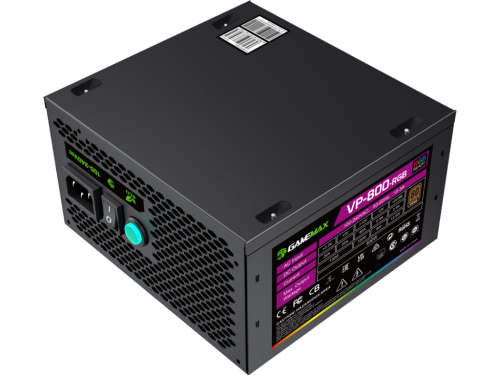 Power Supply ATX 800W GAMEMAX VP-800-RGB-S, 80+ Bronze, 120mm ARGB, Active PFC, Temperature control
