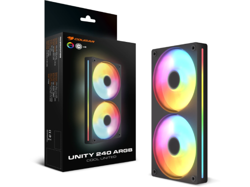 PC Case Fan Cougar Unity240-FB, Cooling kit, 2x120mm ARGB, 243.6x125x25mm, 700-1600 RPM, 33.5 dBA