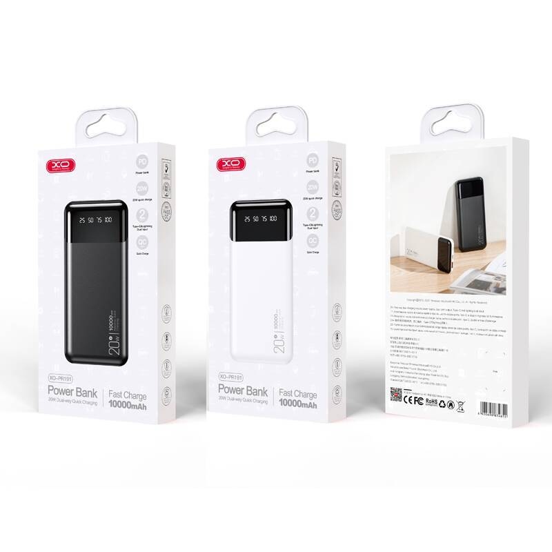 Power Bank XO PR192 20W fast charging  (PD20W/QC18W) digital light display 20000mAh Black