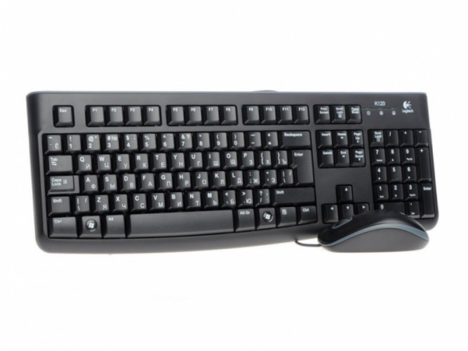 'Keyboard & Mouse Logitech MK120, Thin profile, Spill-resistant, Quiet typing, Black, USB.