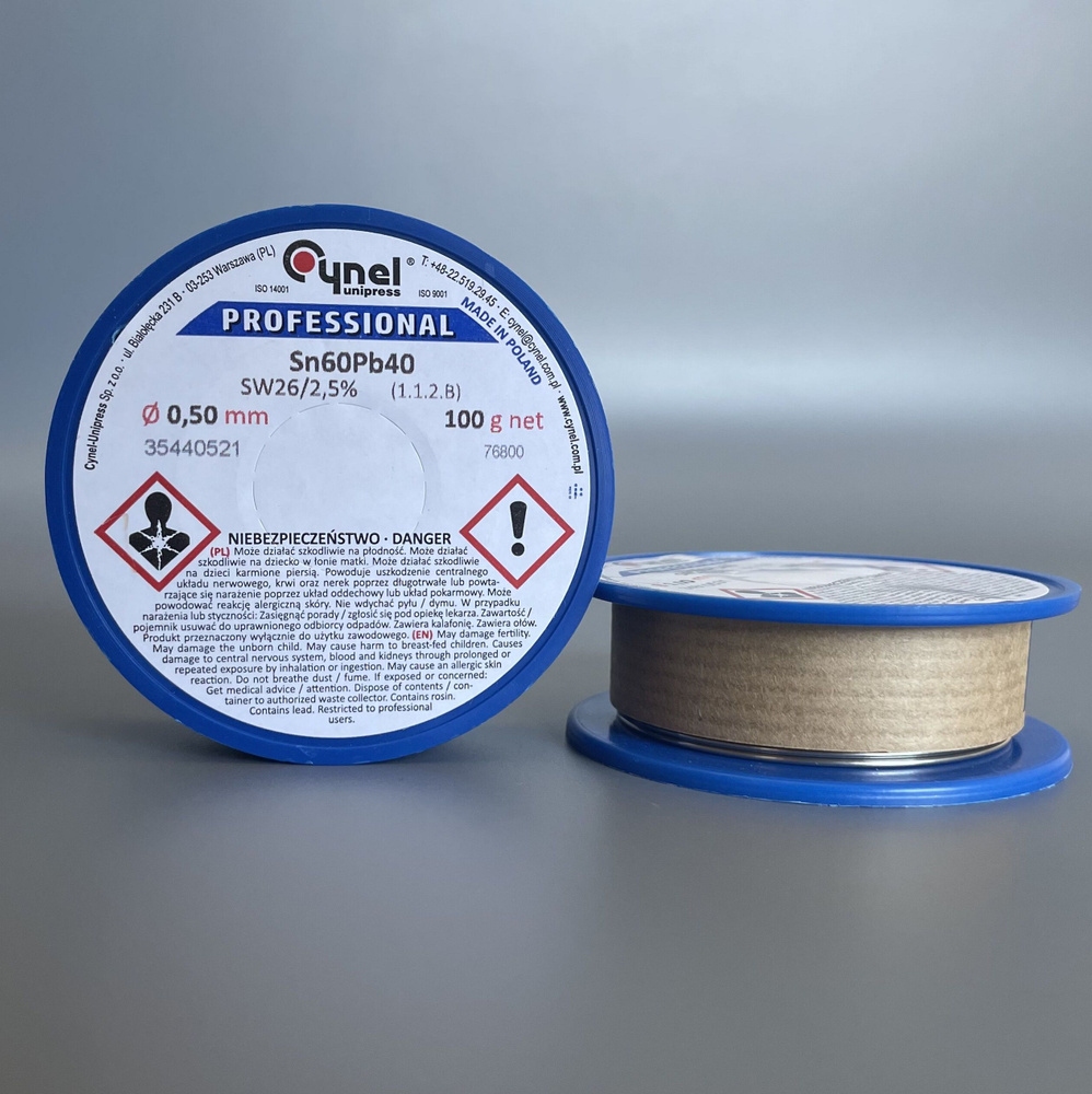 Припой PROFESSIONAL Cynel Made in Poland 100gr (0.5 мм, Sn 60%, PB 40%)