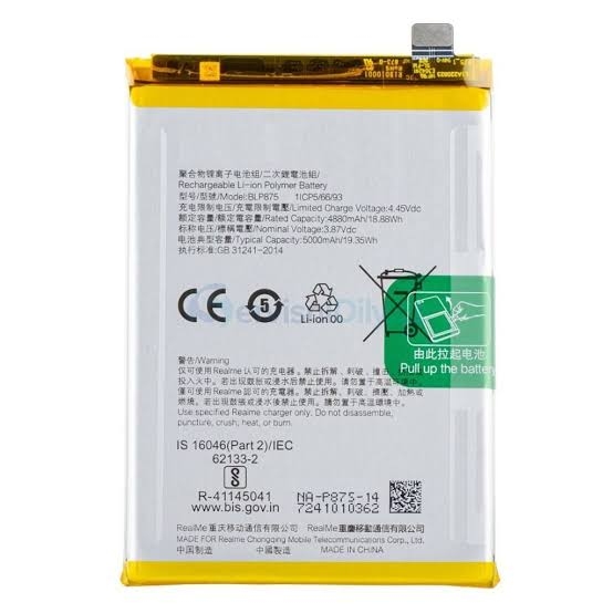 BATTERY REALME BLP875 / C55 / Narzo 50 4G / 5G / 9 5G (Packing)