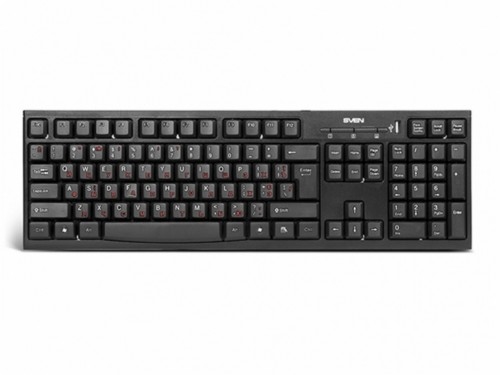 'Keyboard SVEN Standard 304, Classic layout, Quiet, 1xUSB port, Black, USB + HUB.