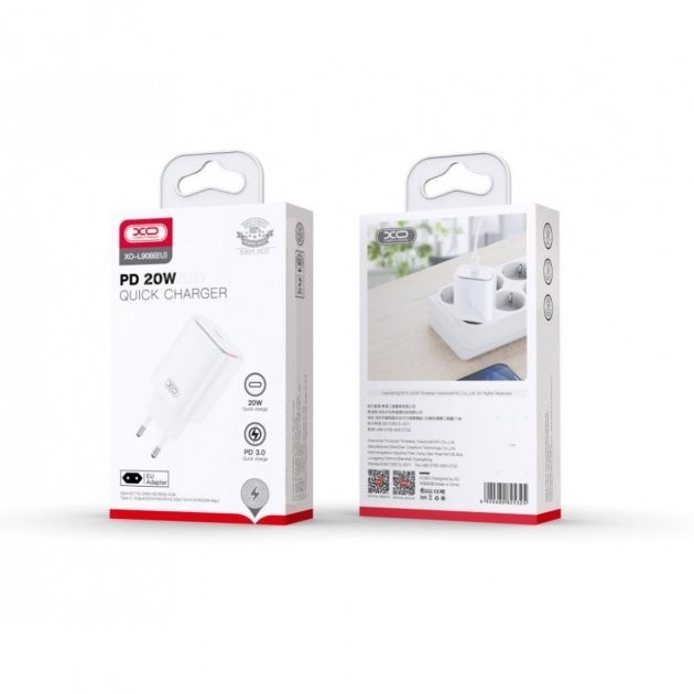 XO L90B EU PD20W fast home charger with light white