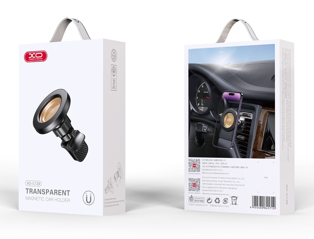 XO C129 magsafe iPhone specific transparent magnetic suction air outlet bracket with magnetic suctio