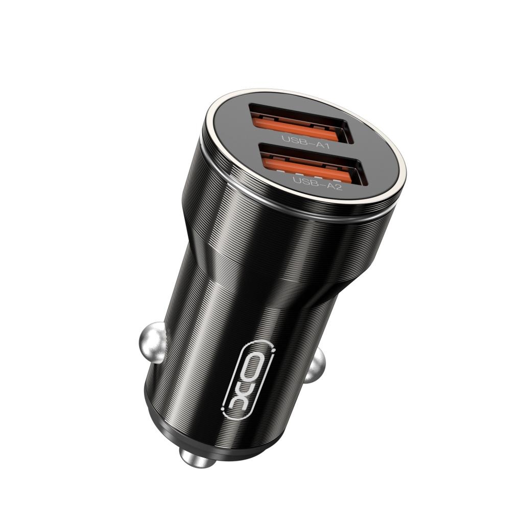XO CC48 Smart Dual USB Metal Universal Car Charger Black