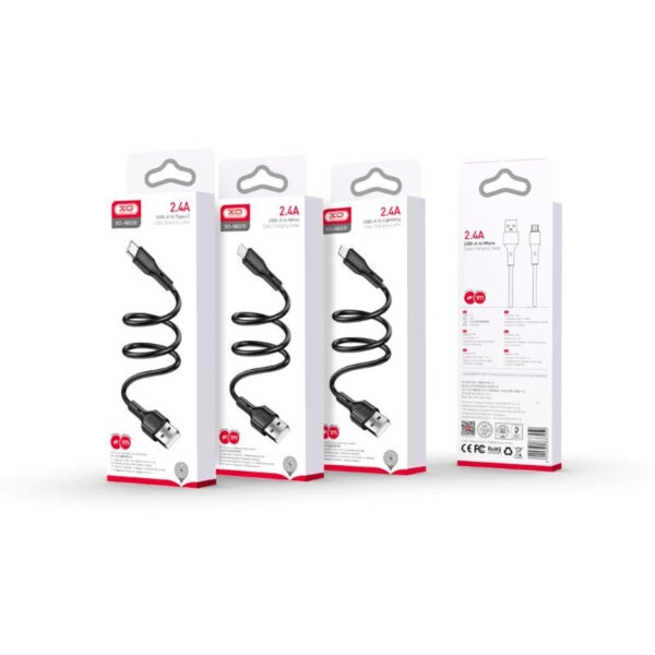 XO NB230 2.4A Rock Series Lightning Data Cable Black