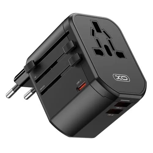 XO WL13 20W Universal Travel Charging 2USB+1USB-C (PD+QC) Black