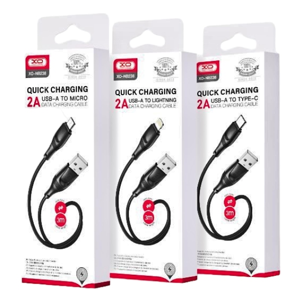 XO NB238 Zeus Series Liquid Silicone High Elastic TYPE-C L=3M black