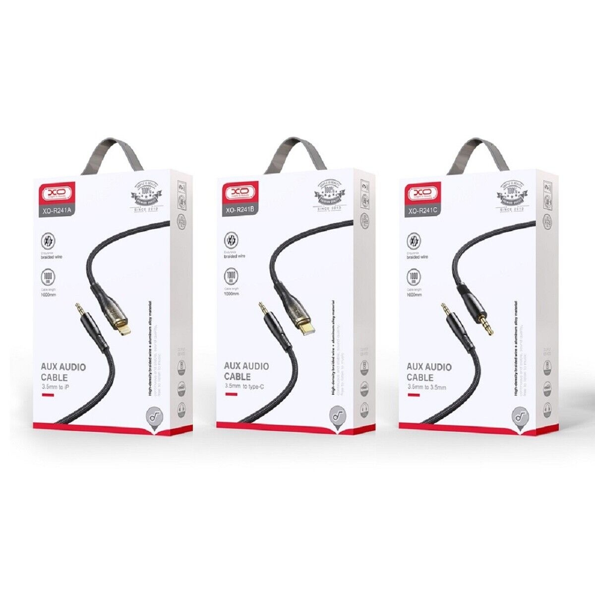XO NB-R241B TYPE-C to 3.5 Transparent audio cable Black