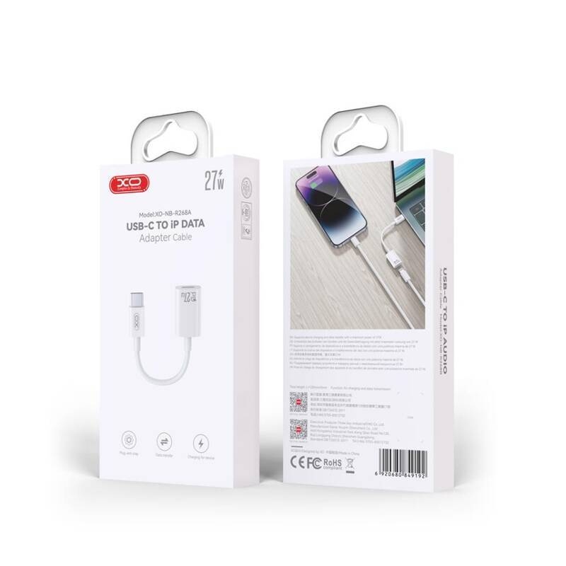 XO NB-R268A Type-c to Lightning 27W Charging Cable Model Imitation Original Adapter Cable White