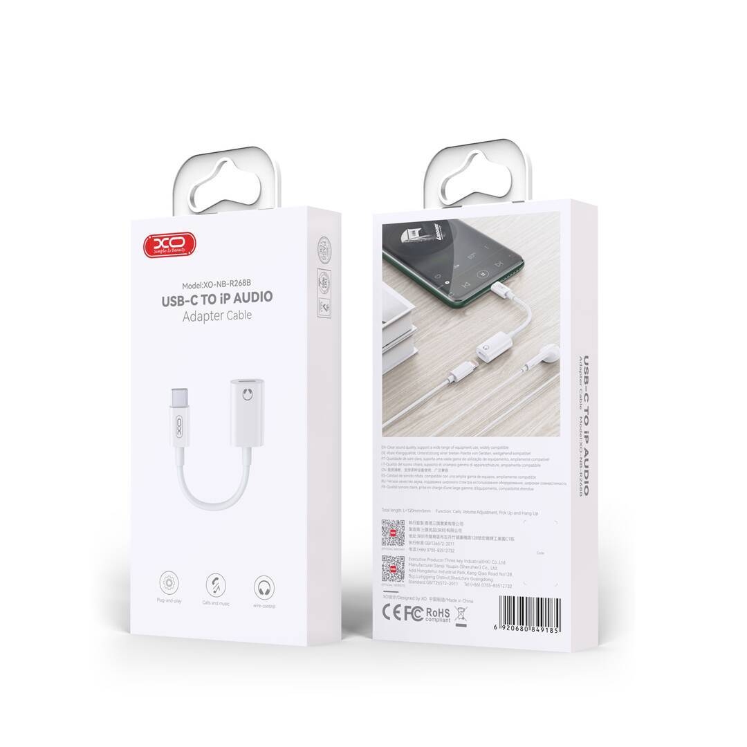 XO NB-R268B Type-c to Lightning Audio Model Imitation Original Adapter Cable White