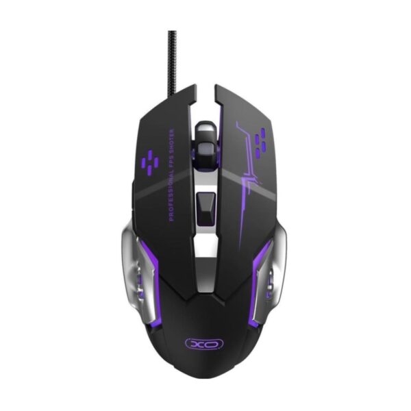 XO M10 Gaming Mechanical 6-Button Light Emitting Wired Mouse Black  Silver