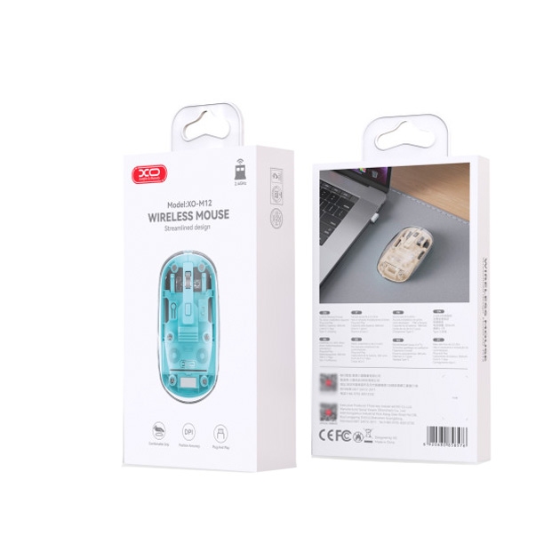 XO M12 Bluetooth wireless transparent mouse Blue