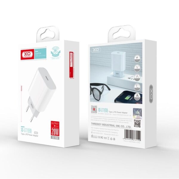 XO L77 PD 20W fast charging EU charger (iphone 12) White