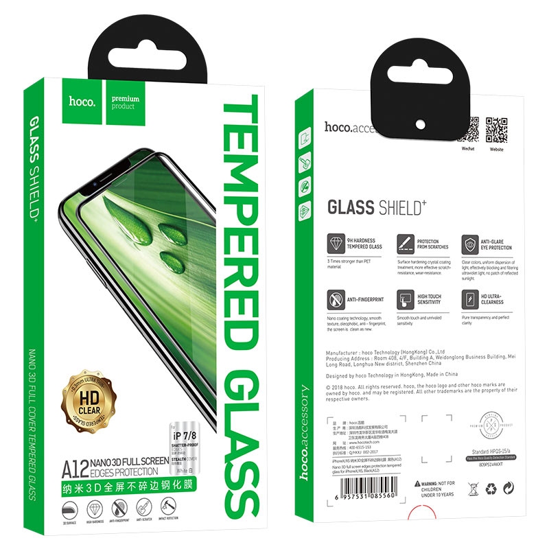 Hoco Nano 3D full screen edges protection tempered glass for iP13 Pro Max(A12 Plus) black