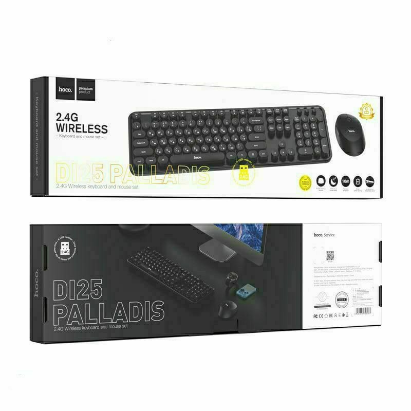 Hoco DI25 PALLADIS 2.4G wireless keyboard and mouse set(English and Russian version) black