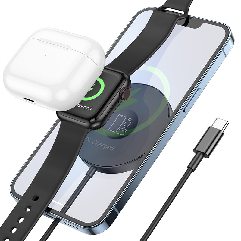 Hoco CW41 Delight 3-in-1 magnetic wireless fast charger black