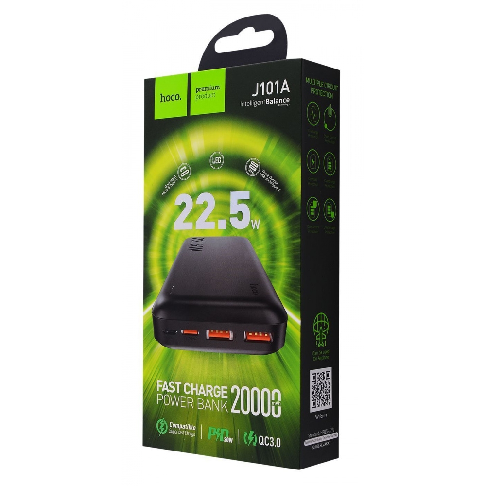 Hoco J101A Astute 22.5W fully compatible power bank(20000mAh) black