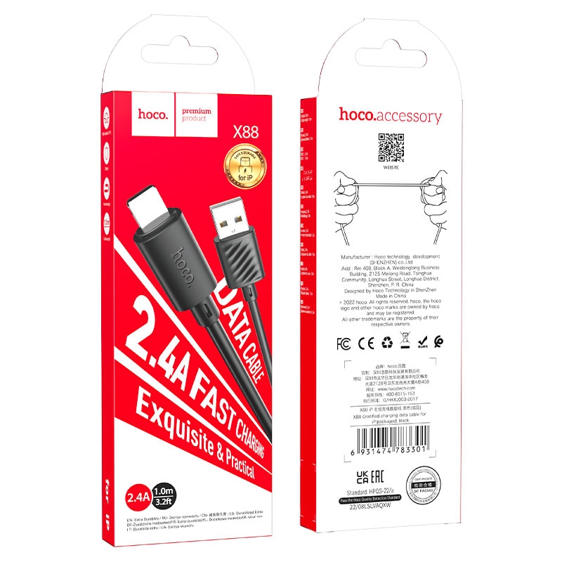 X88 Gratified PD charging data cable for iP black