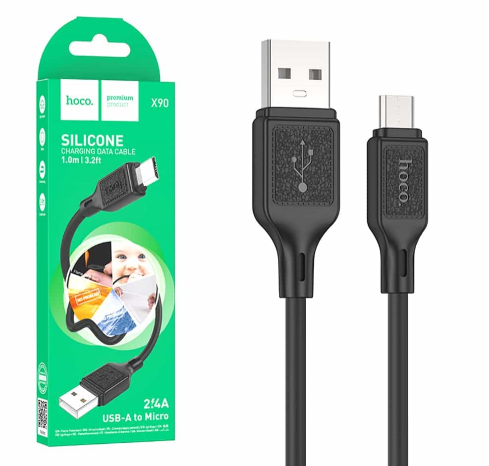 Кабель HOCO X90 Cool silicone charging data cable PD-to-Type-C 3A/PD60W/1m. Black