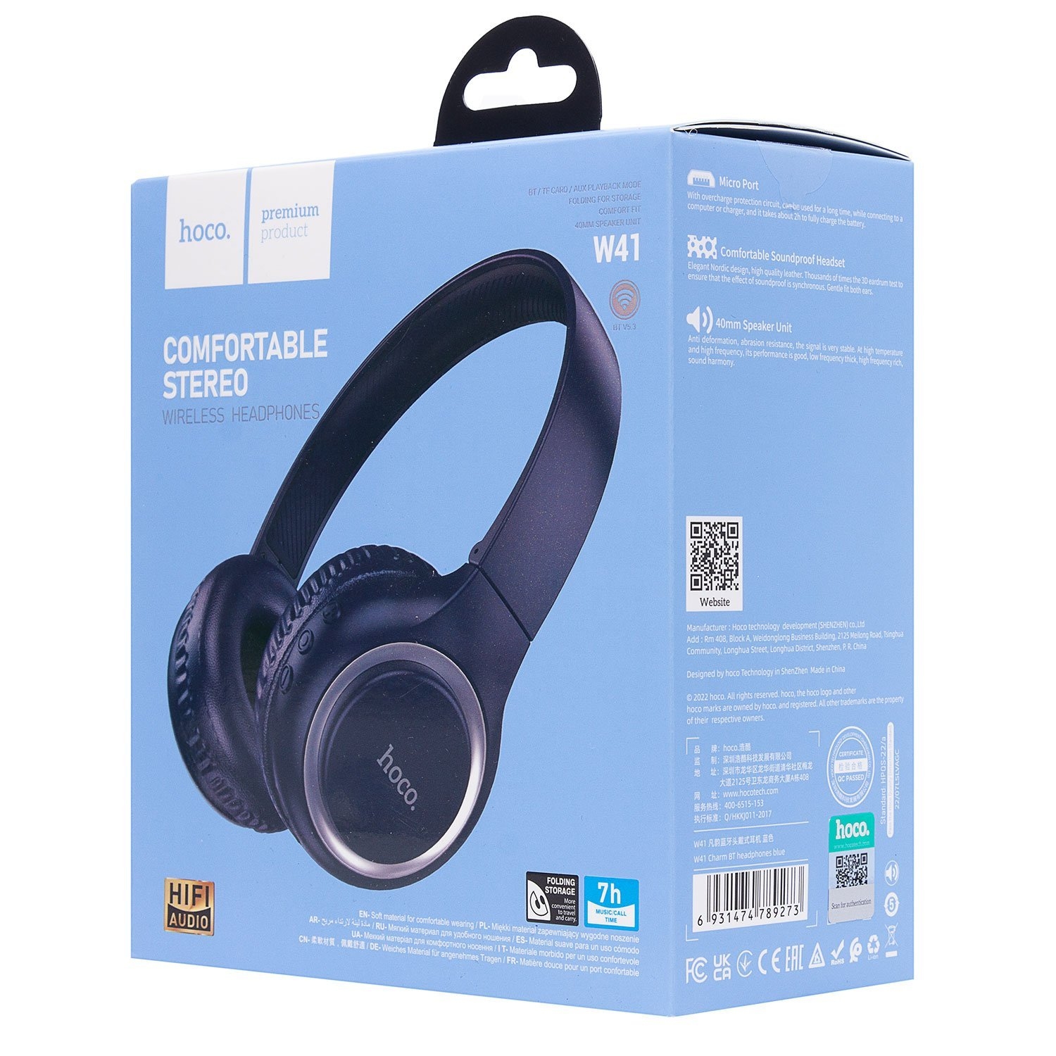 Hoco W41 Charm BT headphones blue