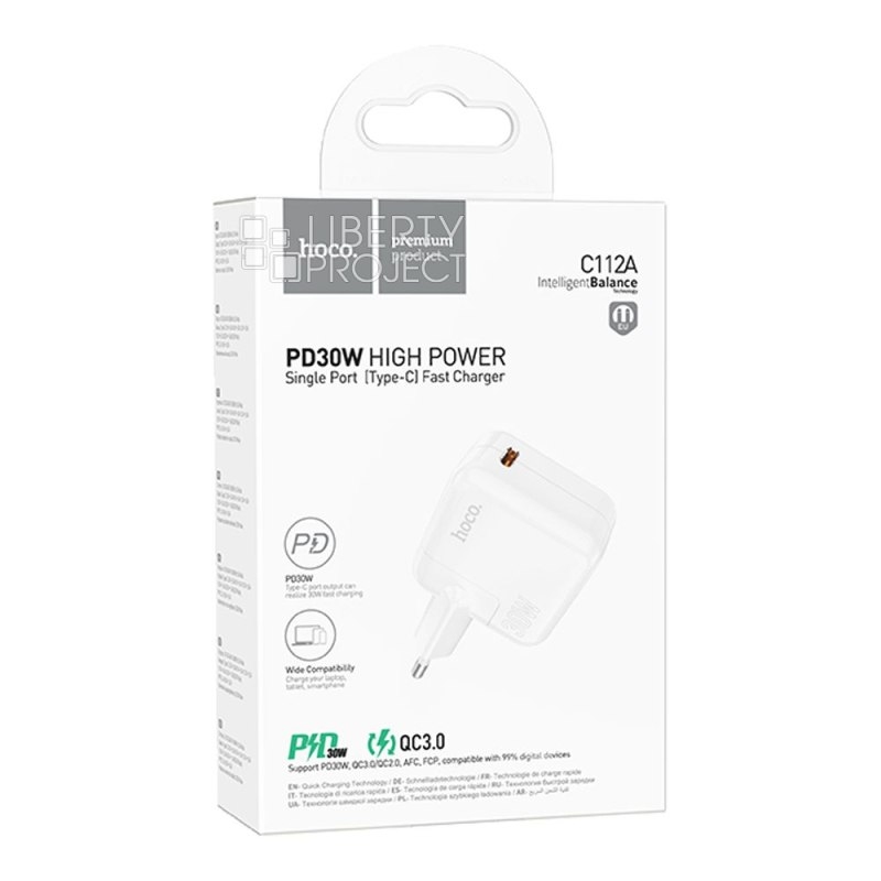 Hoco C112A Advantage single port PD30W charger(EU) white