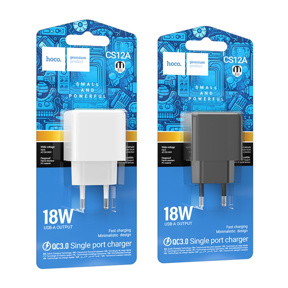 Hoco CS12A Ocean single port QC3.0 charger(EU) black