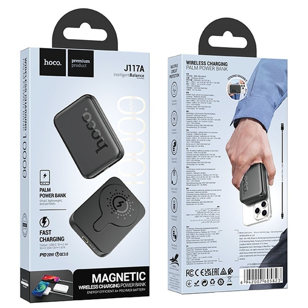 HOCO J117A Esteem PD20W magnetic power bank(10000mAh)(UN) black