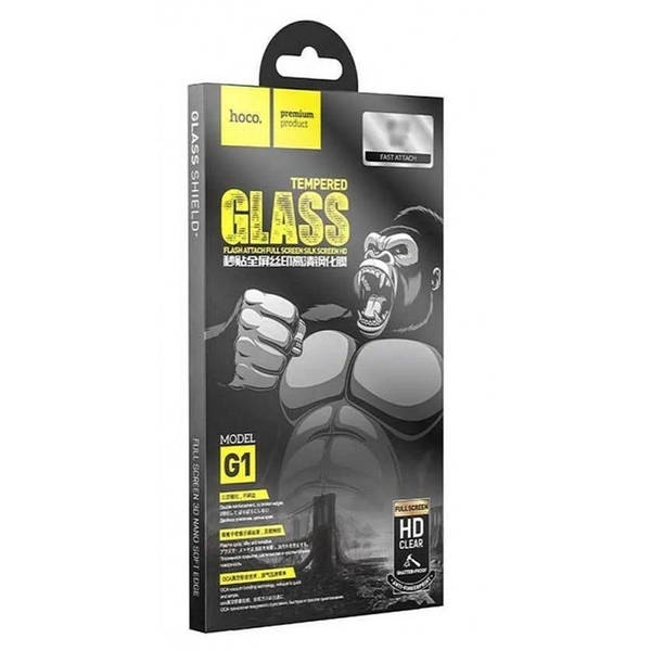 Hoco Flash attach full screen silk screen HD tempered glass for ip15(G1) black