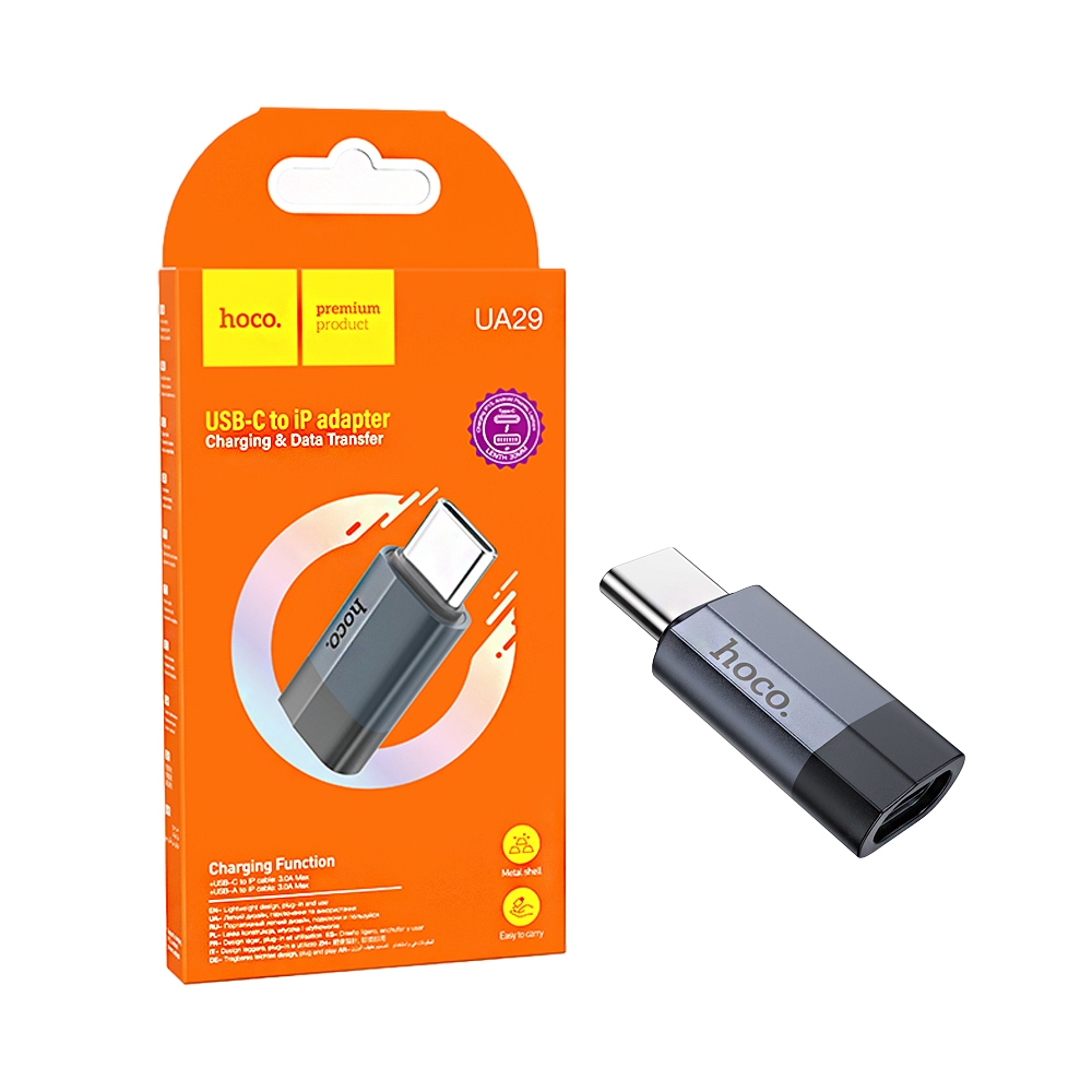 Hoco UA29 Type-C male to iP female adapter dark blue