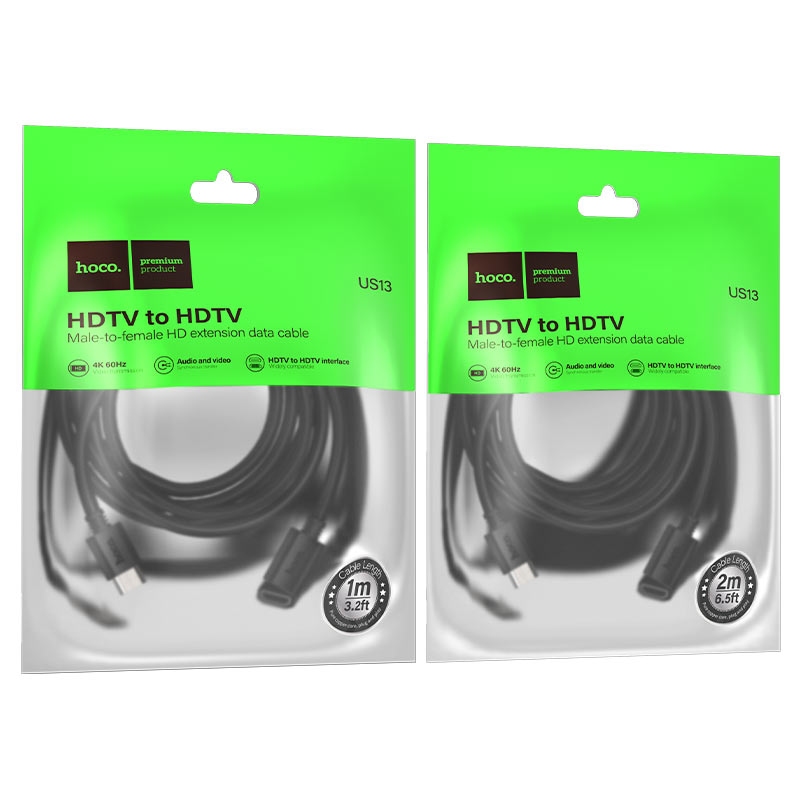 Hoco US13 HDTV male to HDTV female HD extension data cable(L=1M) black