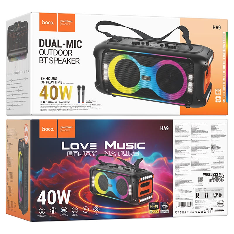 Hoco HA9 Kayman dual-mic outdoor BT speaker black