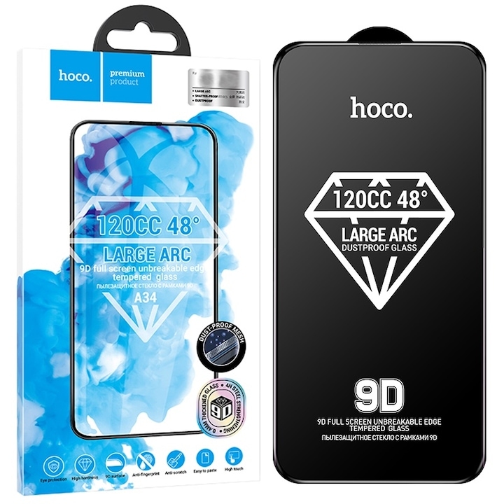 Hoco Full screen HD tempered glass iP16 Pro Max(A34 Slim) black