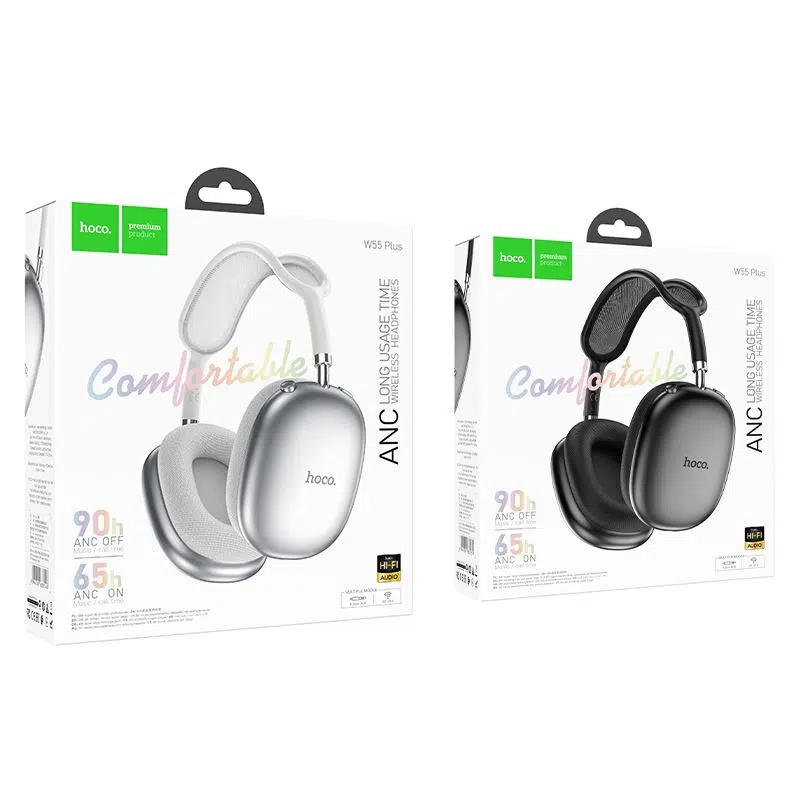Hoco W55 Plus Happiness ANC noise reduction BT headphones silver