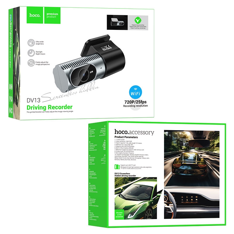 Hoco DV13 Screenless hidden driving recorder iron gray