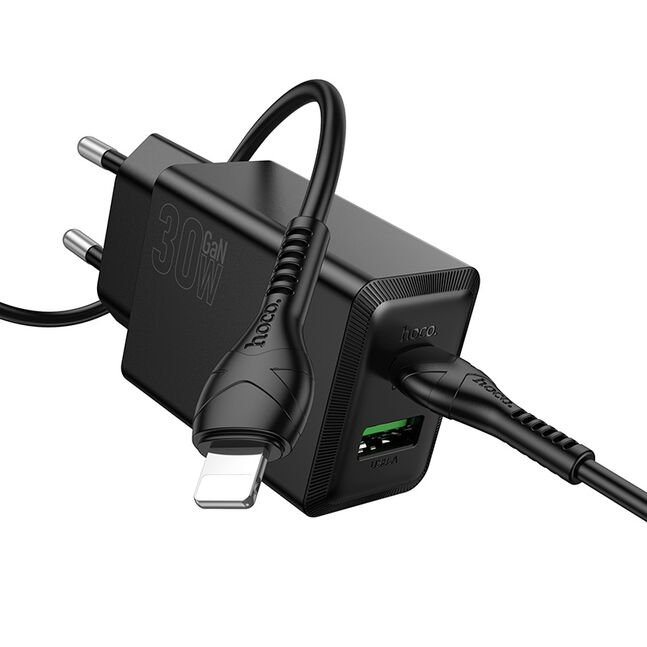 Hoco N71 Nuevo PD30W+QC3.0 charger set(C to iP)(EU) black