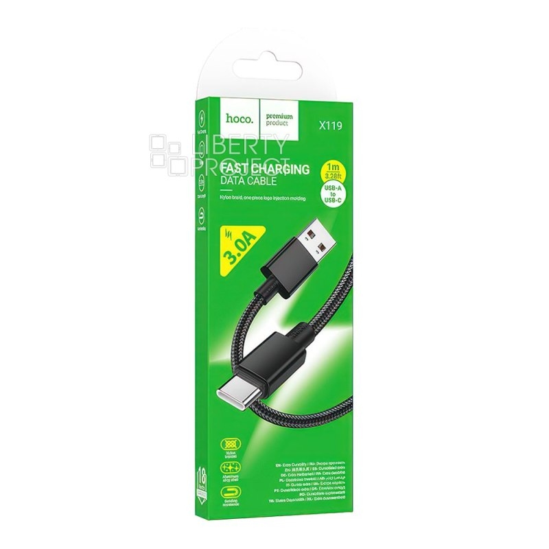 Hoco X119 Energy charging data cable Type-C(packaged) black