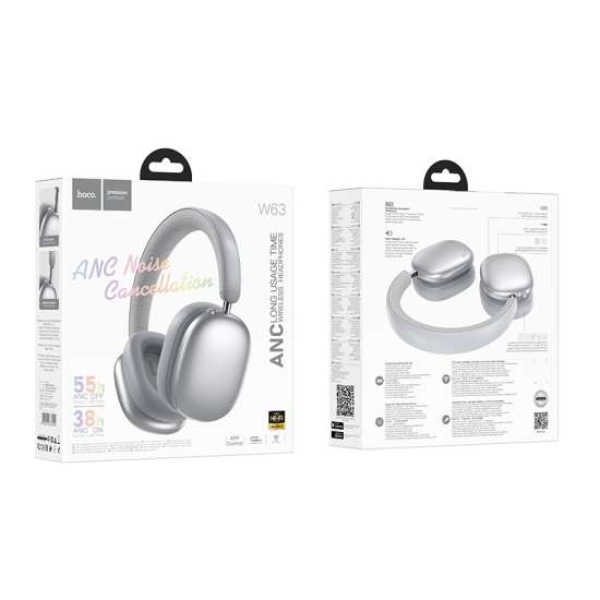 Hoco W63 Triunfo ANC BT headphones(App) silver