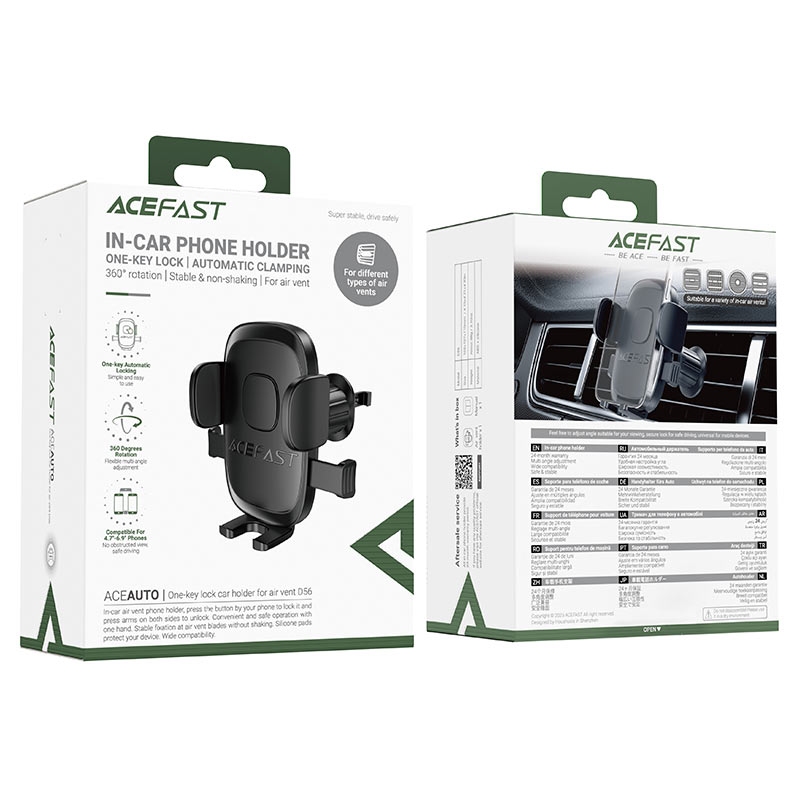 Acefast D56 one-key lock car holder for air vent black
