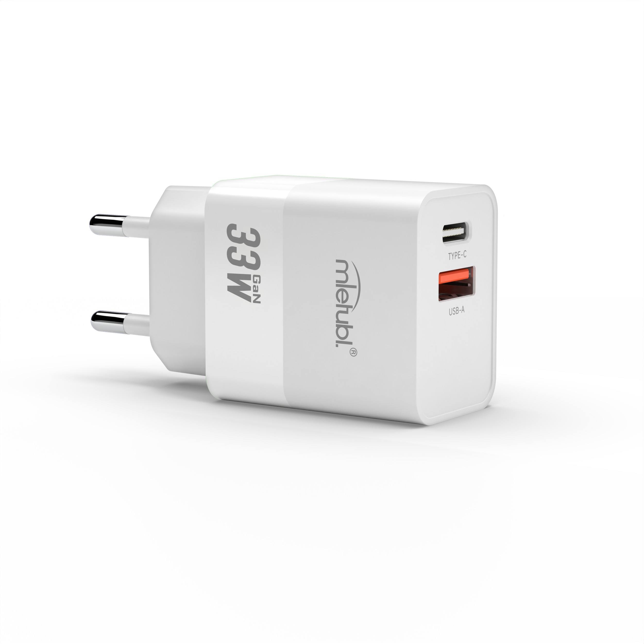 Mietubl Charger CS06 Dual 33W USB+Type-C QC3.0 MTB-CS06E White