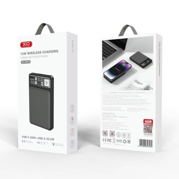 XO PR218 10000mAh 15W magnetic wireless charger QC22.5W/PD20W fast charger Grey