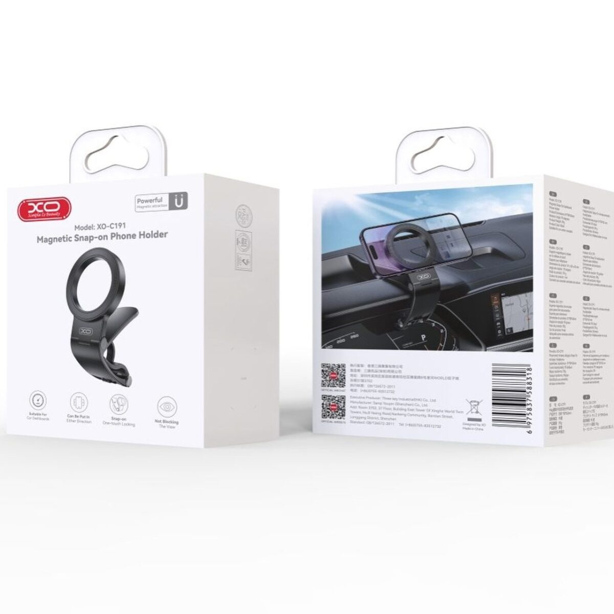 XO C191 Dashboard Clip Magnetic Mount black