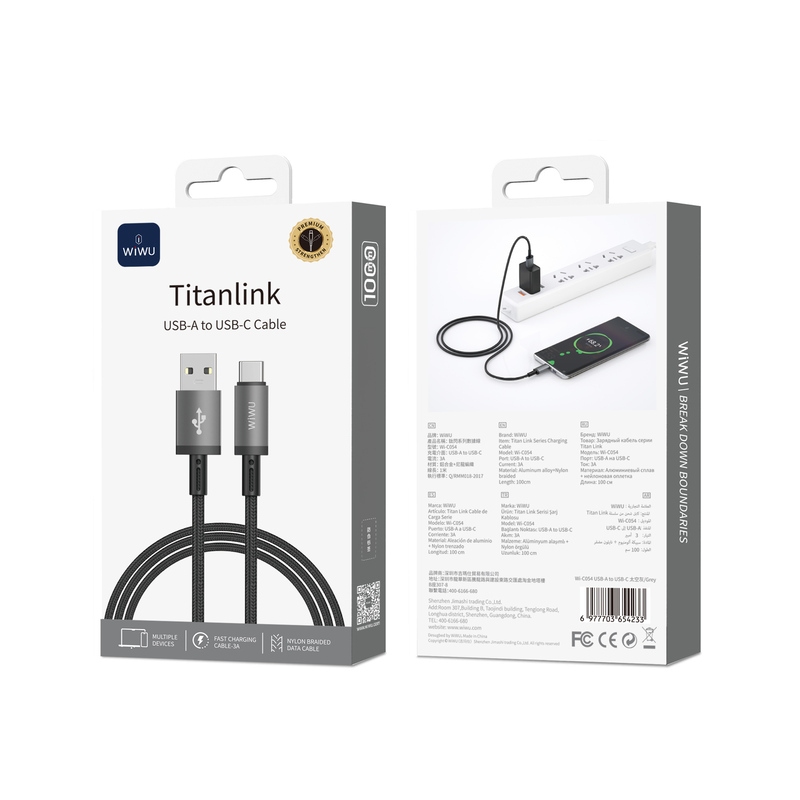 Wiwu Cyber link Series Charging Cable Wi-C054 A-C space gray