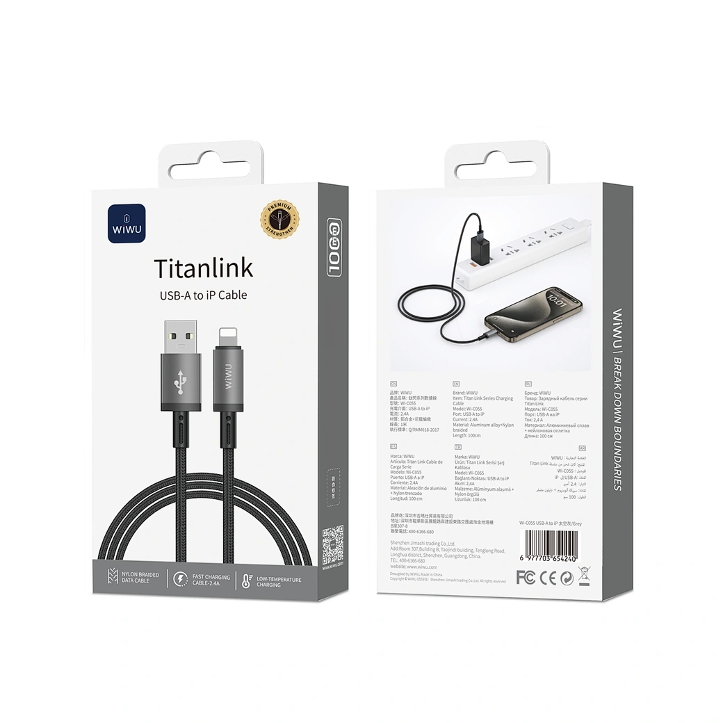 Wiwu Cyber link Series Charging Cable Wi-C055 A-L space gray